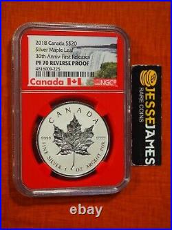 2018 $20 Canada Silver Reverse Proof Maple Leaf Ngc Pf70 First Releases Red