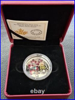 2018 $20 Her Majesty Queen Elizabeth II's Maple Leaves Brooch Pure Silver Proof