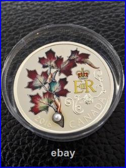 2018 $20 Her Majesty Queen Elizabeth II's Maple Leaves Brooch Pure Silver Proof