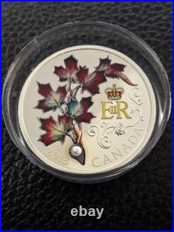 2018 $20 Her Majesty Queen Elizabeth II's Maple Leaves Brooch Pure Silver Proof