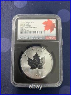 2018 $5 30th Anniversary Canada Silver Maple Incuse Design NGC MS70 FDOP