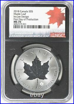 2018 $5 Canada Silver Maple Leaf NGC MS 70 FDOP