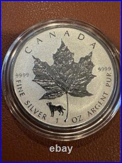2018 Canada $5 Lunar Dog Privy Maple Leaf 1 oz. 999 Fine Silver BU Coin