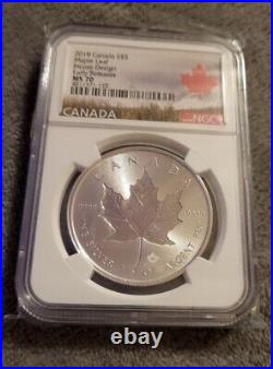 2018 Canada $5 Silver Maple Leaf Incuse Design Early Releases NGC MS 70