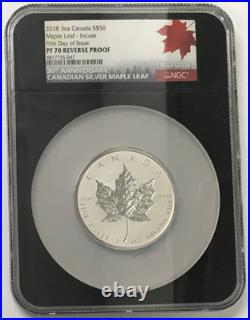 2018 Canada $50 3oz. 9999 Silver Maple Leaf 30th Anniv. NGC PF70 Reverse Proof