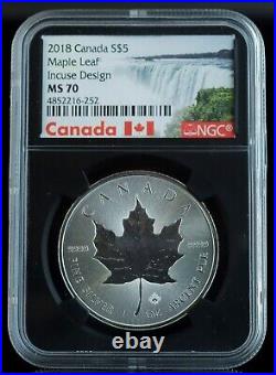 2018 Canada S$5 Maple Leaf Incuse Design NGC MS70