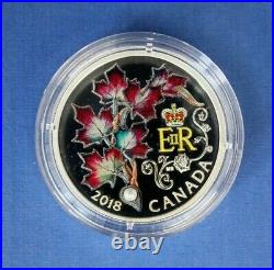 2018 Canada Silver Proof $20 coin Maple Leaves Brooch in Case with COA