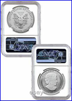 2019 1 oz Silver Eagle&Maple Leaf Pride Two Nations 2 Coin NGC PF70 ER SKU58642