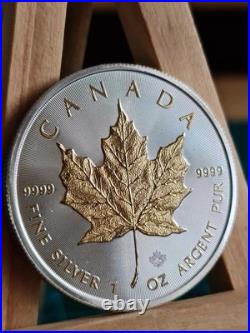 2019 1oz Canadian Maple Leaf Gilded Silver Bullion Coin UNCIRCULATED GENUINE