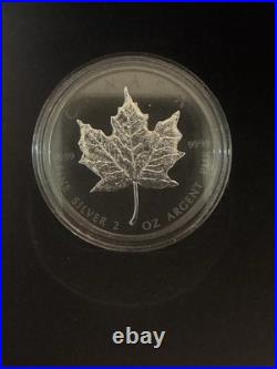 2019 2oz 9999 BLACK RHODIUM PLATED SILVER MAPLE LEAF. OGP + COA. 4000 MINTED