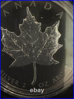 2019 2oz 9999 BLACK RHODIUM PLATED SILVER MAPLE LEAF. OGP + COA. 4000 MINTED