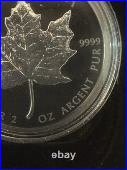 2019 2oz 9999 BLACK RHODIUM PLATED SILVER MAPLE LEAF. OGP + COA. 4000 MINTED