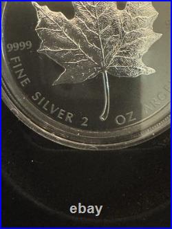 2019 2oz 9999 BLACK RHODIUM PLATED SILVER MAPLE LEAF. OGP + COA. 4000 MINTED