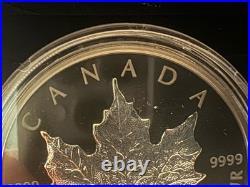2019 2oz 9999 BLACK RHODIUM PLATED SILVER MAPLE LEAF. OGP + COA. 4000 MINTED