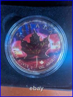 2019 $5 1oz SILVER CANADIAN MAPLE LEAF HALLOWEEN 24kt GOLD GILDED COLOURED COIN