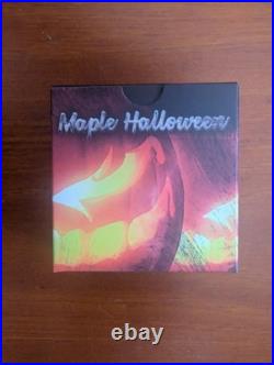 2019 $5 1oz SILVER CANADIAN MAPLE LEAF HALLOWEEN 24kt GOLD GILDED COLOURED COIN