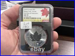 2019 $5 Canada 1oz Silver Maple Leaf Incuse NGC MS 70 FDOI 40th Anniverary 2019 $5 Canada 1oz Silver Maple Leaf Incuse NGC MS 70 FDOI 40th Anniverary