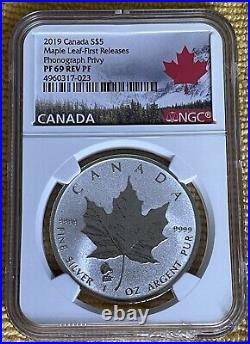 2019 $5 Canada 1oz Silver Maple Leaf Ngc Pf69 Phonograph Privy Reverse Proof Fr