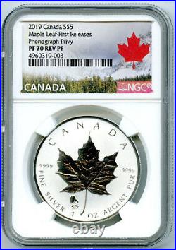 2019 $5 Canada 1oz Silver Maple Leaf Ngc Pf70 Phonograph Privy Reverse Proof Fr