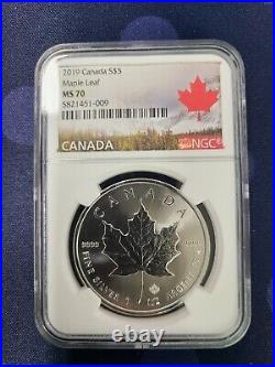 2019 $5 Canada Silver Maple NGC MS70 POP 48 (Non-Incuse)