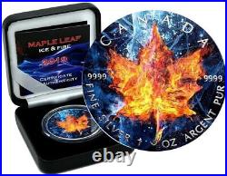 2019 $5 Ice & Fire Special Edition Maple leaf 1oz Silver Coin