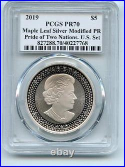 2019 $5 Silver Maple Leaf Modified Pride of 2 Nations PCGS PR70 Cleveland Eagle