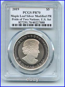 2019 $5 Silver Maple Leaf Modified Pride of 2 Nations PCGS PR70 Leonard Buckley