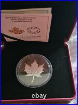 2019 Canada $10 Fine Silver Coin 2 Oz Silver Maple Leaf Ltd Edition Rhodium
