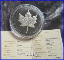 2019 Canada $10 Fine Silver Coin 2 Oz Silver Maple Leaf Ltd Edition Rhodium