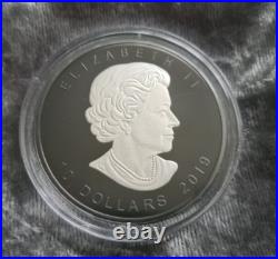 2019 Canada $10 Fine Silver Coin 2 Oz Silver Maple Leaf Ltd Edition Rhodium
