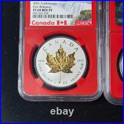 2019 Canada $20 Gilt MAPLE LEAF Incuse 40th ANNIVERSARY NGC PF69 Red