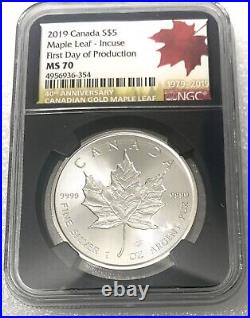 2019 Canada $5 Maple Leaf Incuse First Day of Production 40th Anniversary