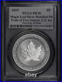 2019 Canada $5 Silver Maple Leaf From Pride of Two Nations PCGS PR-70 FDOI Blunt