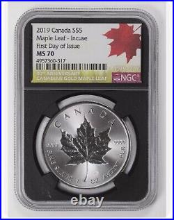 2019 Canada Silver 1 Oz. Maple Leaf NGC MS70 First Day