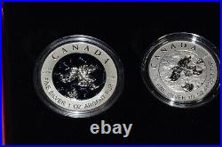 2019 Canada Silver Proof Maple Leaf 5 coin set in case with COP. + Outer Box