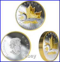 2019 Iconic Piedfort $25 1OZ Silver Proof GoldPlated Coin Canada Loon Maple Leaf