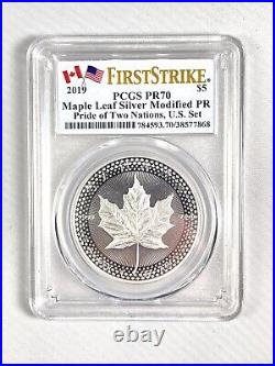 2019 Maple Leaf Silver Modified Pride of 2 Nations PCGS PR70