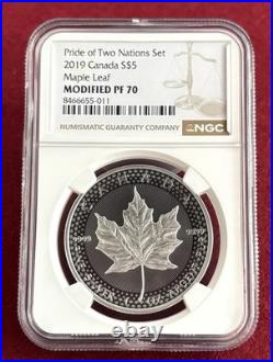 2019 Modified PF70 1oz. 9999 Silver Maple Pride of Two Nations