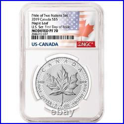 2019 Modified Proof $5 Silver Canadian Maple Leaf NGC PF70UC FDI Flags Label Pri