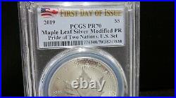 2019 Modified Proof $5 Silver Canadian Maple Leaf PCGS PR70 Pride of Two Nations