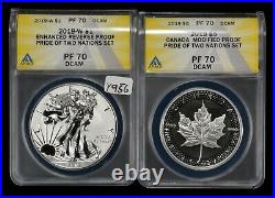 2019 PRIDE of TWO NATIONS 2-COIN SET PROOF COINS ANACS PF 70 DCAM LOT#Y956