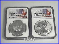 2019 Pride Of Two Nations Ngc Pf70 Maple Leaf & Pcgs Pf70 Enhanced Silver Eagle