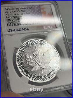 2019 Pride Of Two Nations Ngc Pf70 Maple Leaf & Pcgs Pf70 Enhanced Silver Eagle