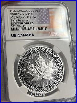 2019 Pride Of Two Nations Ngc Pf70 Maple Leaf & Pcgs Pf70 Enhanced Silver Eagle