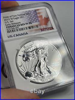 2019 Pride Of Two Nations Ngc Pf70 Maple Leaf & Pcgs Pf70 Enhanced Silver Eagle