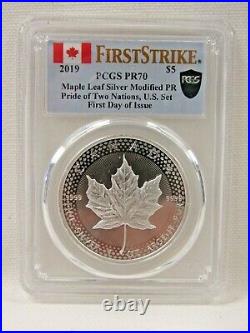 2019 Pride Of Two Nations Pcgs Pr70 Maple Leaf & Pcgs Pr70 Enhanced Silver Eagle