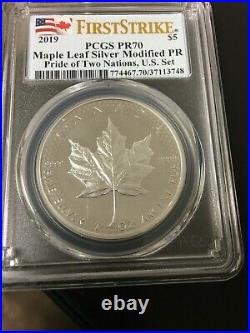 2019 Pride Of Two Nations U. S. Set Silver Maple Leaf Pr 70 First Strike