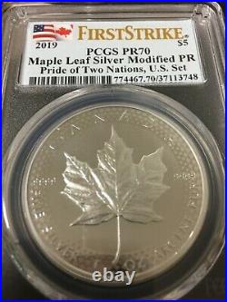 2019 Pride Of Two Nations U. S. Set Silver Maple Leaf Pr 70 First Strike