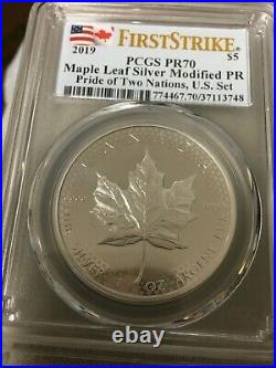 2019 Pride Of Two Nations U. S. Set Silver Maple Leaf Pr 70 First Strike