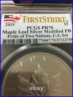 2019 Pride Of Two Nations U. S. Set Silver Maple Leaf Pr 70 First Strike